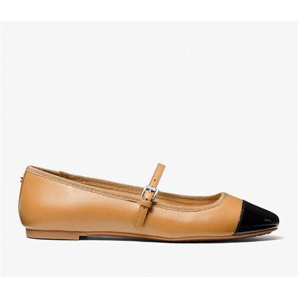 Michael Kors Ballet Flat Womens Size 9 Shiny Pale Peanut Mae Leather Almond Toe - Picture 4 of 4